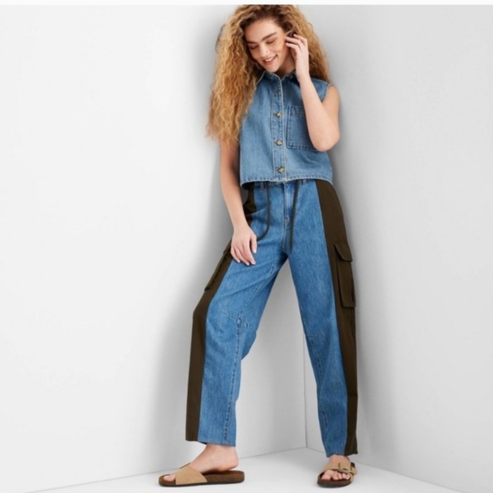 Denim and Olive Cargo Pants